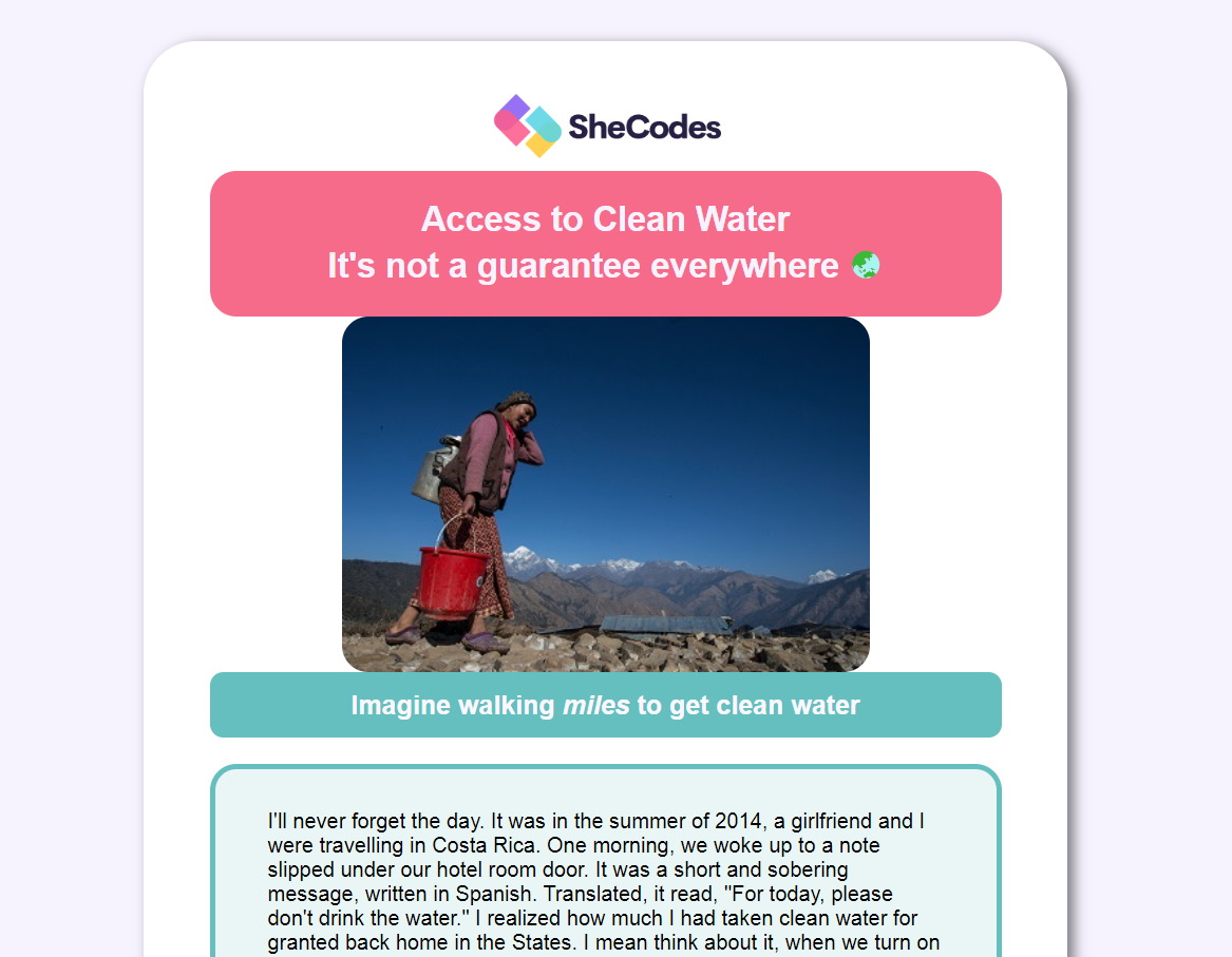 Access to Clean Waater webpage preview